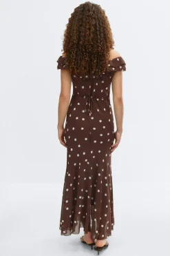 Gina Tricot Maxi frill dress Brun Sale