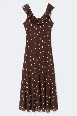 Gina Tricot Maxi frill dress Brun Sale