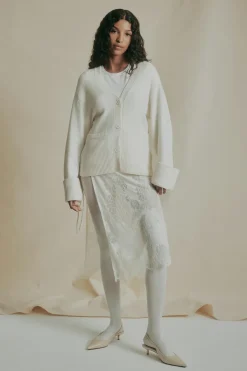 Gina Tricot erino woo knitted cardigan Hvit Sale