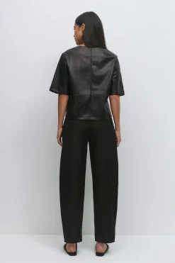 Gina Tricot Mid waist barrel trousers Svart Hot