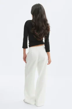 Gina Tricot Mid waist pleated trousers Hvit Hot