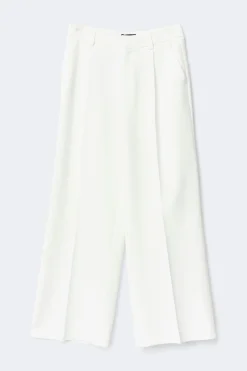 Gina Tricot Mid waist pleated trousers Hvit Hot