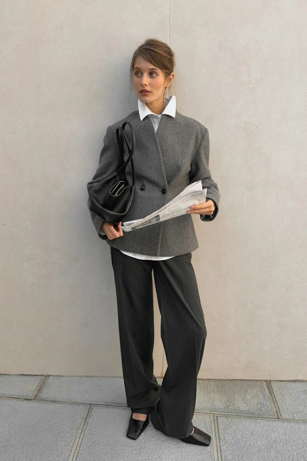 Gina Tricot Mid waist straight trousers Grønn Best