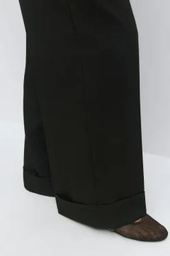 Gina Tricot Mid waist wide trousers Svart Clearance