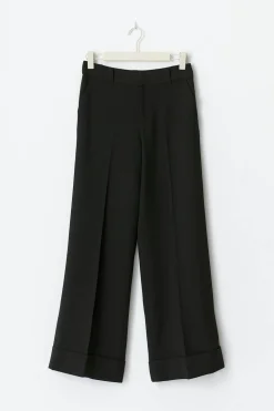 Gina Tricot Mid waist wide trousers Svart Clearance