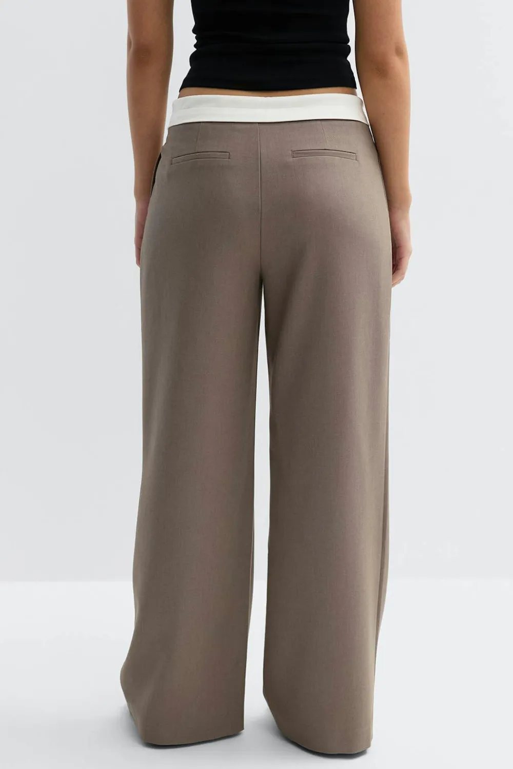 Gina Tricot Mid wide pleated trousers Brun Clearance