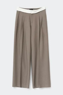 Gina Tricot Mid wide pleated trousers Brun Clearance