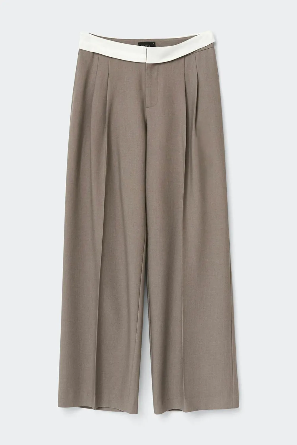 Gina Tricot Mid wide pleated trousers Brun Clearance