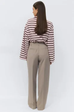 Gina Tricot Mid wide pleated trousers Beige Discount