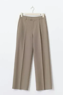 Gina Tricot Mid wide pleated trousers Beige Discount