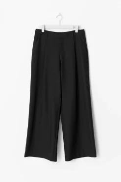 Gina Tricot Mid wide pleated trousers Svart Hot