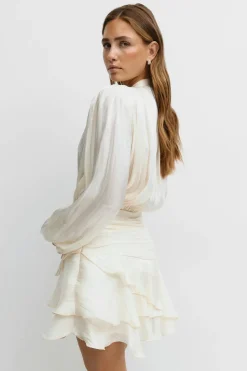 Gina Tricot Mini frill dress Hvit Discount