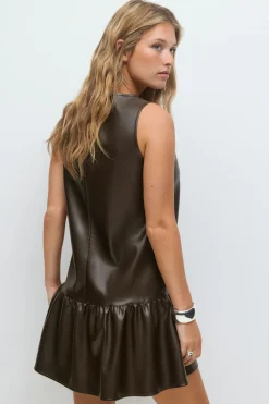 Gina Tricot Mini pu dress Brun Sale