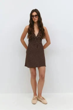 Gina Tricot Mini slip dress Brun Sale
