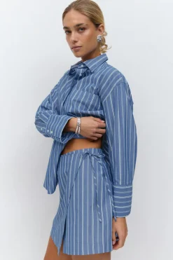 Gina Tricot Mini wrap skirt Blå Online