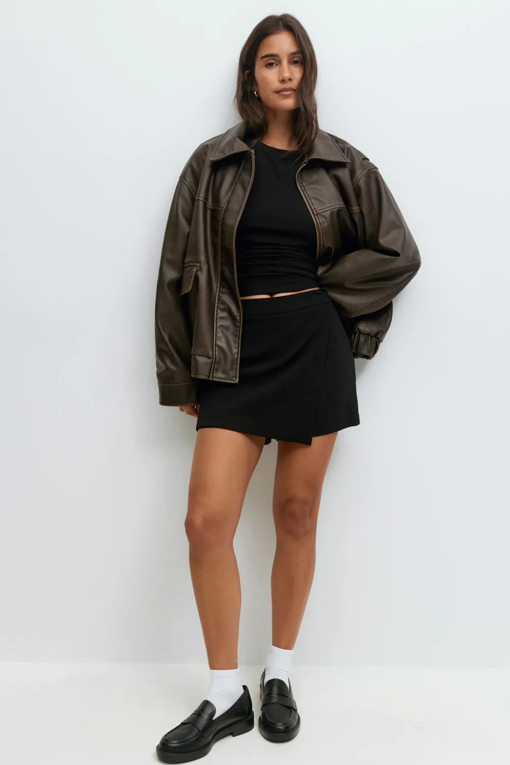 Gina Tricot Mini wrap skort Svart Hot