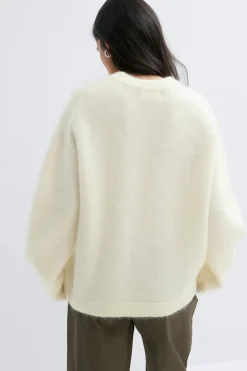 Gina Tricot ohair knitted weater Hvit Clearance