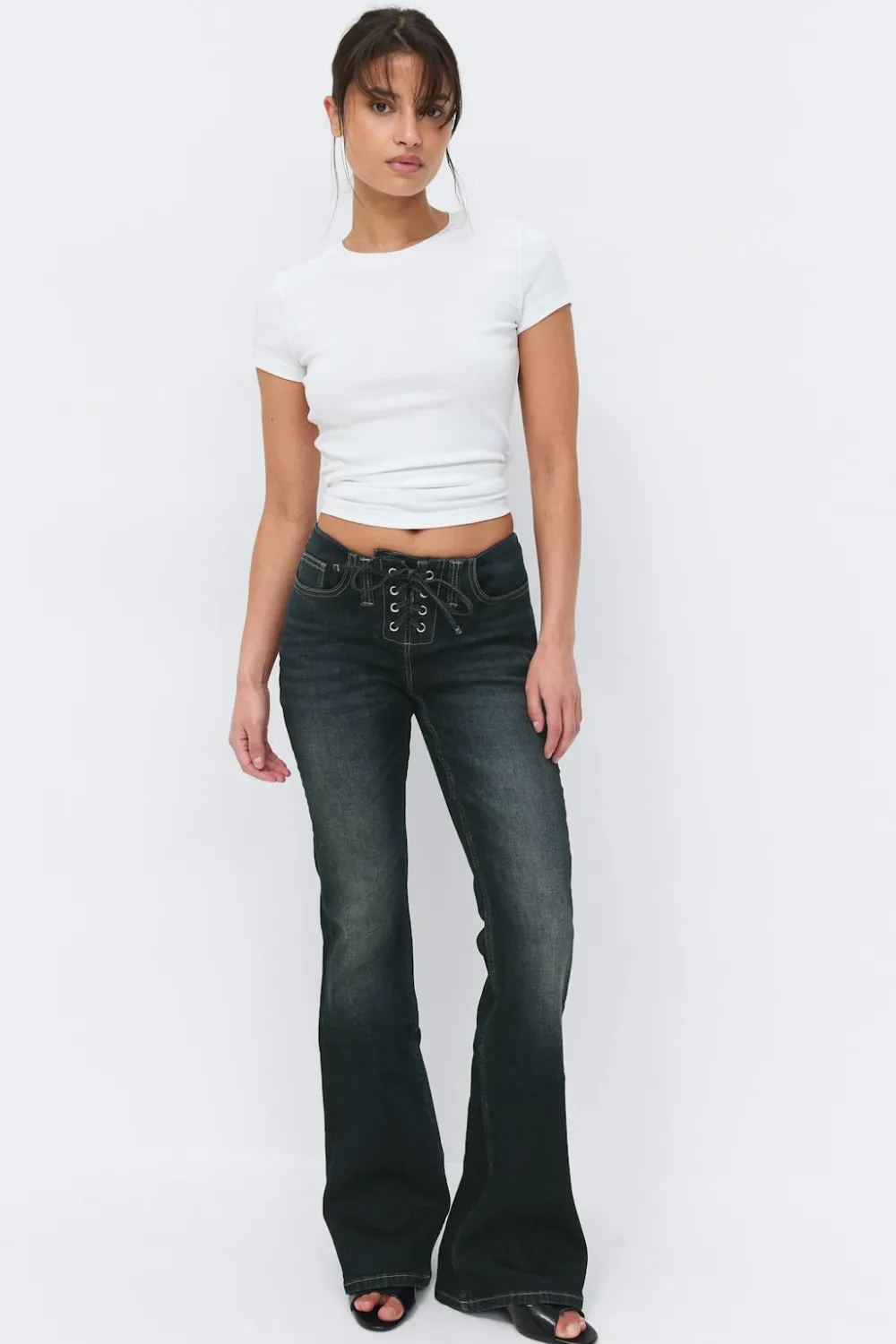 Gina Tricot No waist bootcut jeans Blå Discount