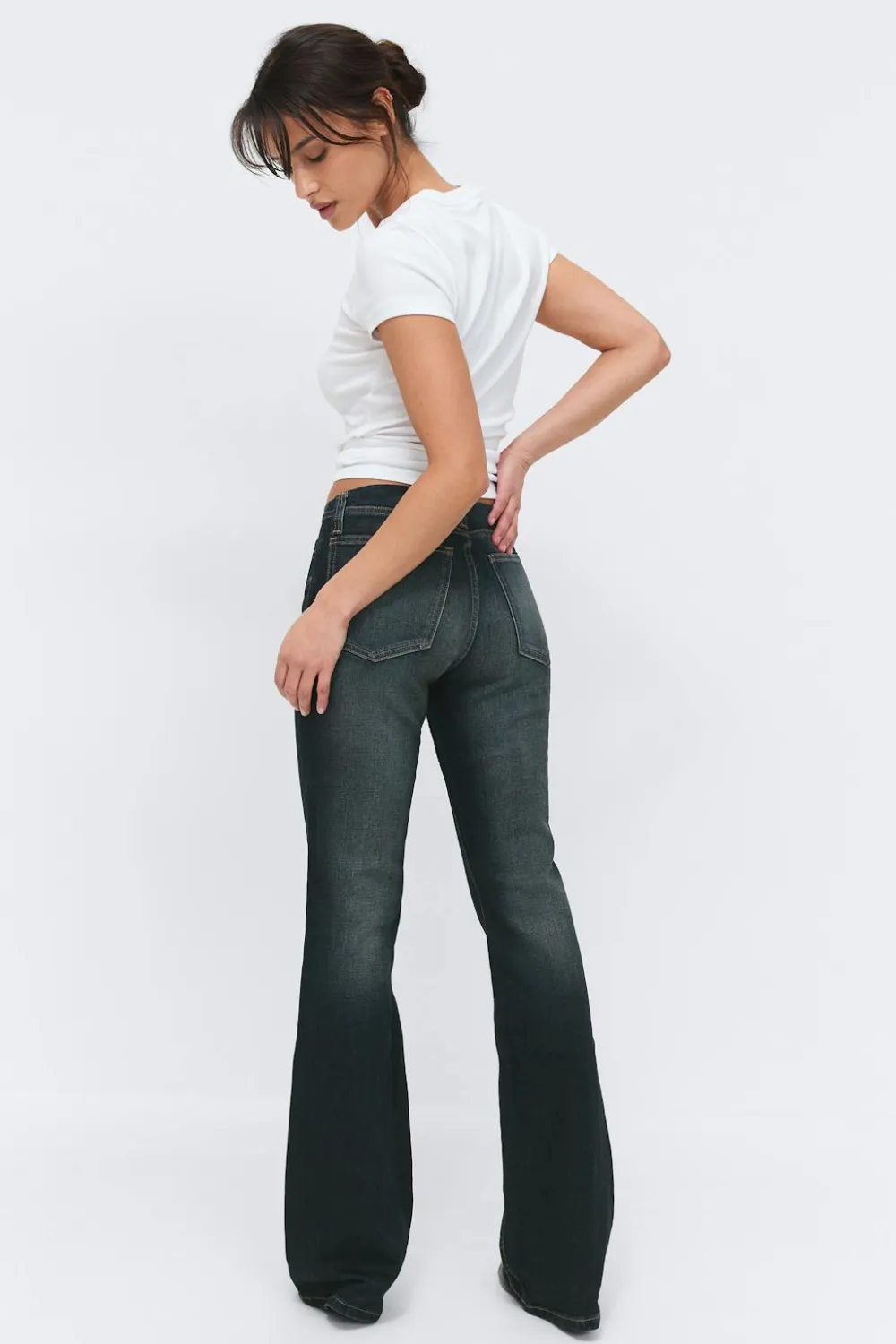 Gina Tricot No waist bootcut jeans Blå Discount