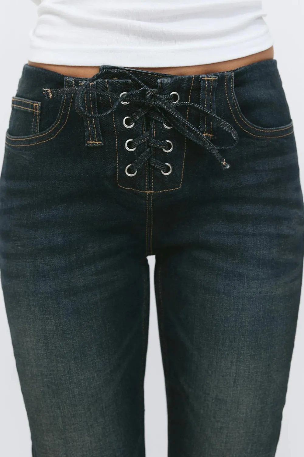 Gina Tricot No waist bootcut jeans Blå Discount
