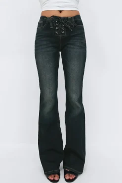 Gina Tricot No waist bootcut jeans Blå Discount