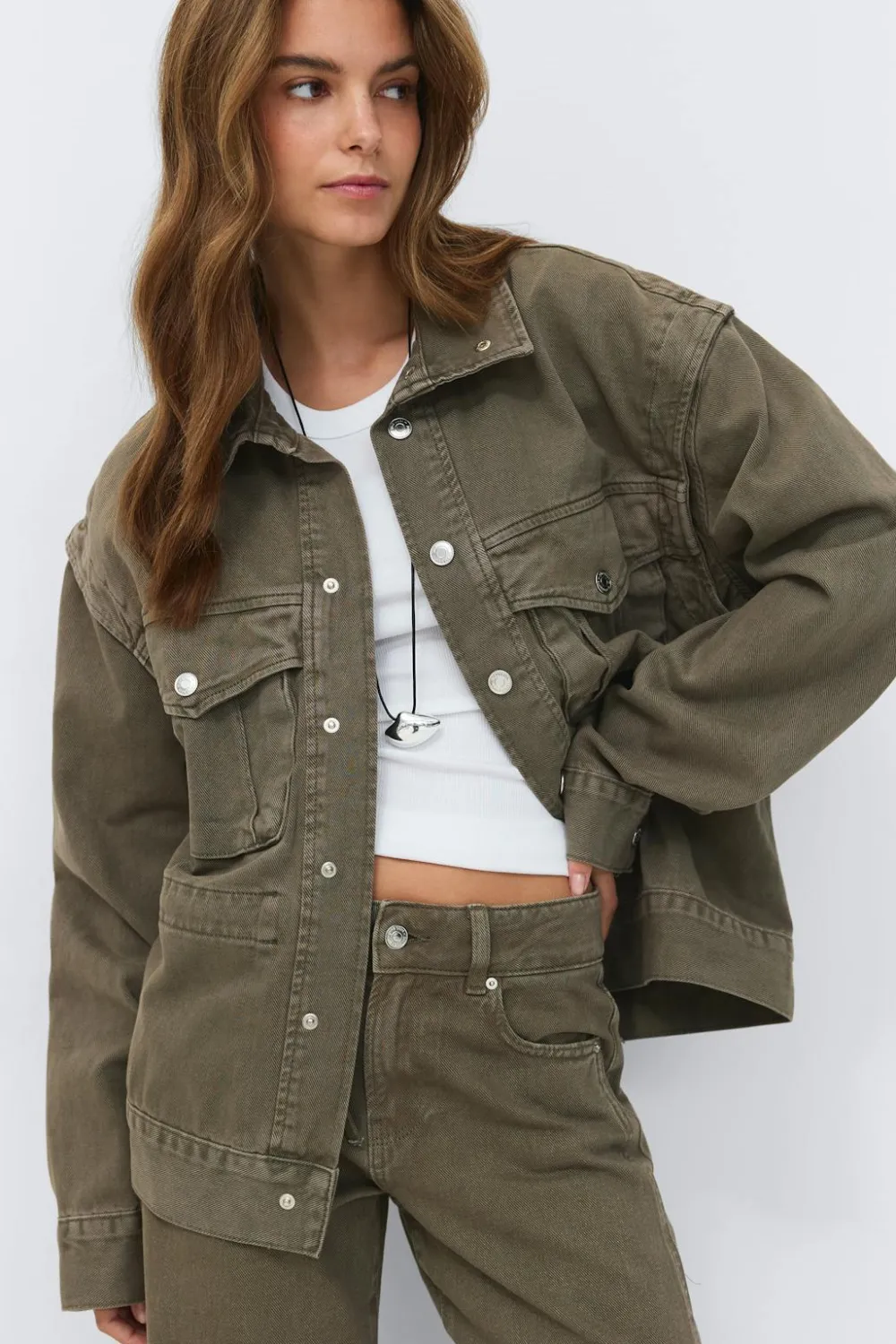 Gina Tricot Office cargo deni jacket Grønn Hot