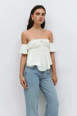 Gina Tricot Off houder top Hvit Clearance
