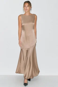 Gina Tricot Open back rhinestone dress Beige Best