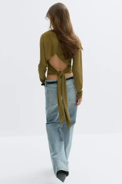 Gina Tricot Open back top Grønn Clearance