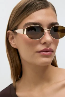 Gina Tricot Oval metal frame sunglasses Brun