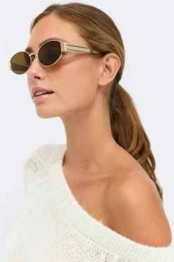 Gina Tricot Oval metal frame sunglasses Brun