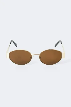 Gina Tricot Oval metal frame sunglasses Brun