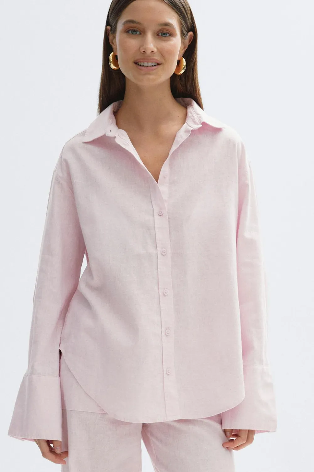 Gina Tricot Overized inen bend hirt Rosa Clearance