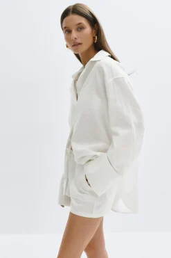 Gina Tricot Overized inen bend hirt Hvit Online