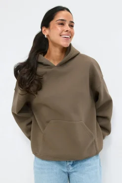 Gina Tricot Overized print hoodie Beige Discount