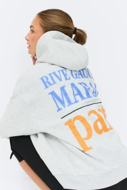 Gina Tricot Overized print hoodie Grå Online