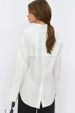 Gina Tricot Overized hirt Hvit Discount
