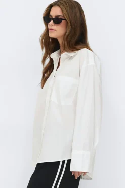 Gina Tricot Overized hirt Hvit Discount