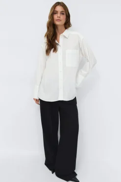 Gina Tricot Overized hirt Hvit Discount