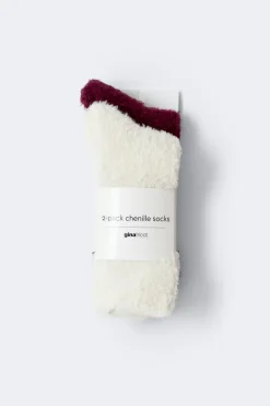 Gina Tricot 2-pack chenille socks Rød Outlet