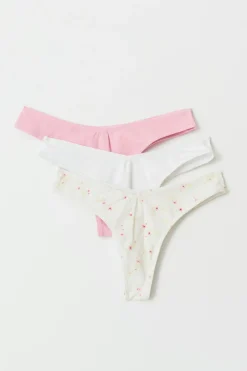 Gina Tricot 3-pack cotton thong Rosa Best