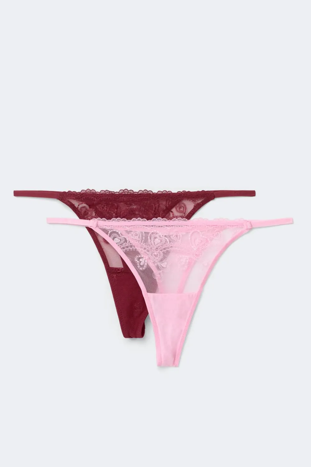 Gina Tricot 2-pack ebroidery ace thong Rosa Discount