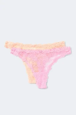 Gina Tricot 2-pack firty ace thong Rosa Sale