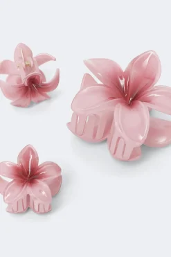 Gina Tricot 3-pack flower hair clip Rosa Clearance