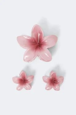 Gina Tricot 3-pack flower hair clip Rosa Clearance