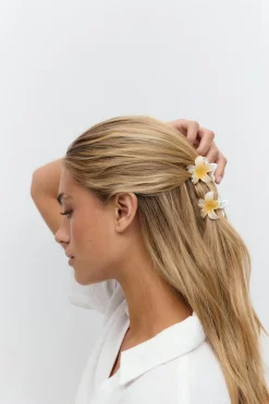 Gina Tricot 3-pack flower hair clip Hvit Discount