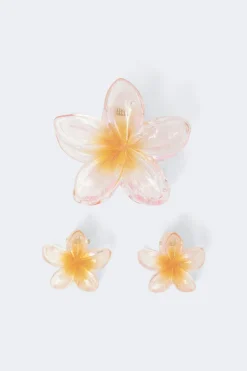 Gina Tricot 3-pack flower hair clip Rosa Discount