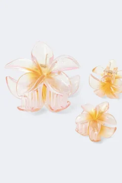 Gina Tricot 3-pack flower hair clip Rosa Discount