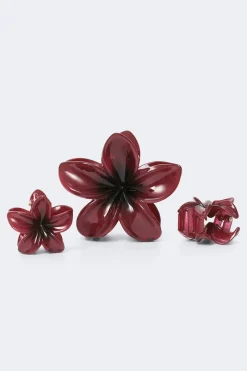 Gina Tricot 3-pack flower hair clip Rød Outlet