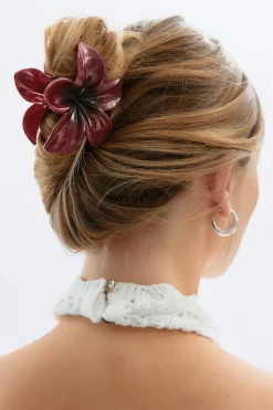 Gina Tricot 3-pack flower hair clip Rød Outlet